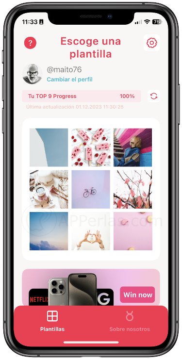 Escoge plantilla para tu top 9