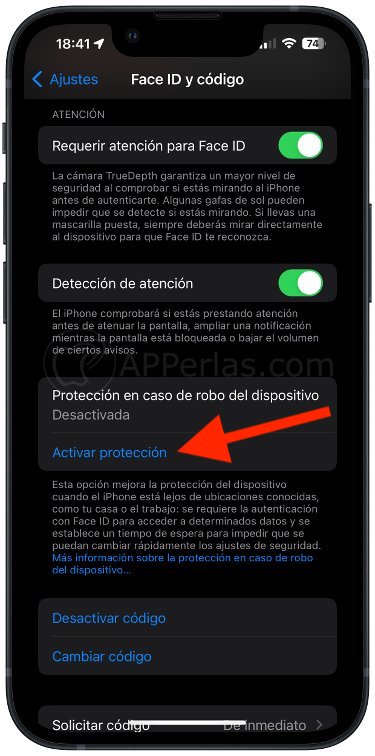 Activar protección de dispositivo robado