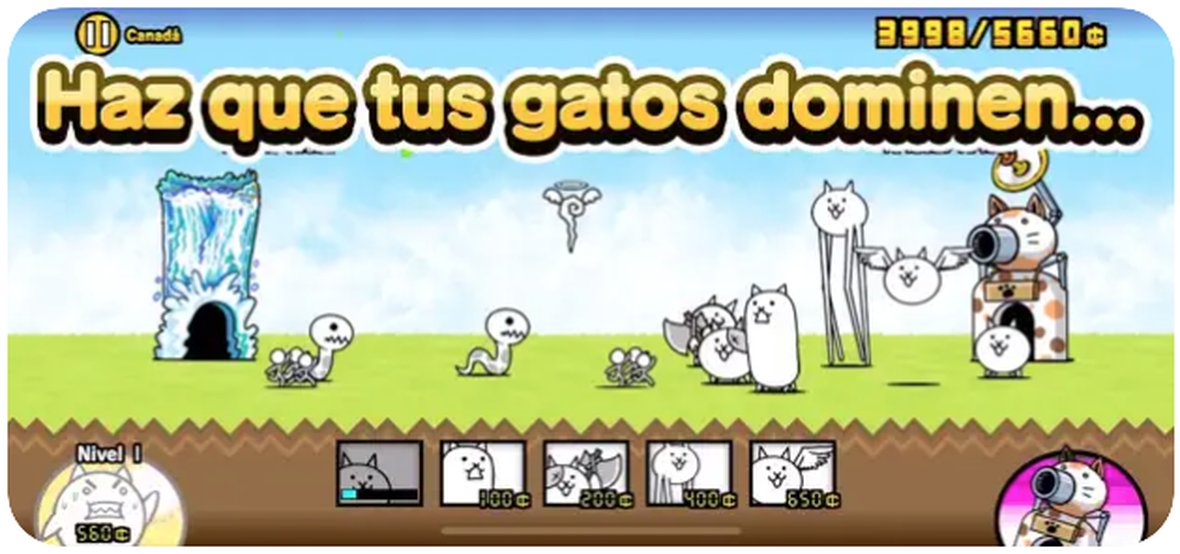 Interfaz de este juego de gatos para iPhone