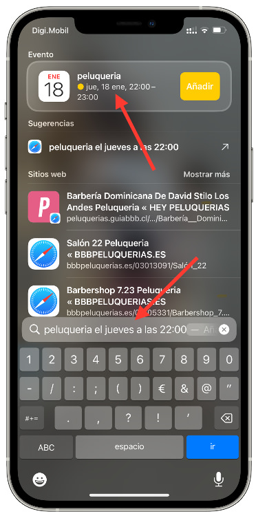 entrada en el calendario