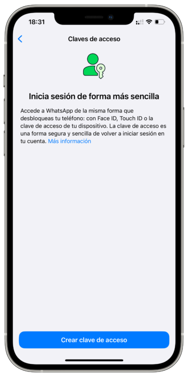 Crear clave de acceso en WhatsApp 1