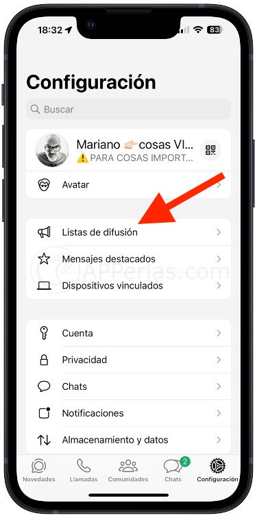 Listas de difusión ya creadas Listas de difusión ya creadas