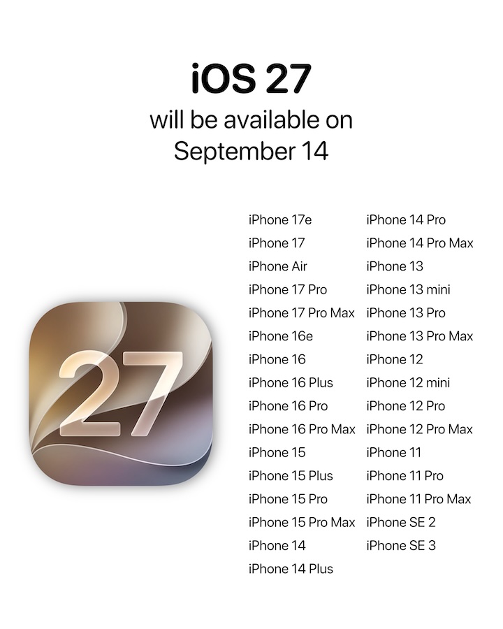iPhone compatibles con iOS 27